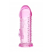 Розовая насадка на пенис с шипиками и коготком - 13,5 см. - A-toys - в Челябинске купить с доставкой