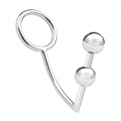Кольцо на пенис с анальным стимулятором Two Bead Stainless Steel Anal Hook   Cock Ring - BlueLine - в Челябинске купить с доставкой