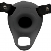Черный полый страпон с вибрацией 2’’ Erection 28X Smooth Vibrating Silicone Penis Sheath - XR Brands - купить с доставкой в Челябинске