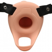 Телесный полый страпон 2  Erection 28X Smooth Vibrating Silicone Penis Sheath - 16 см. - XR Brands - купить с доставкой в Челябинске
