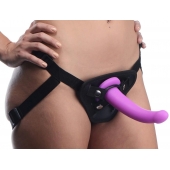 Лиловый поясной страпон Navigator Silicone G-Spot Dildo with Harness - 17,8 см. - XR Brands - купить с доставкой в Челябинске