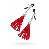 Зажимы на соски «Прищепки» с красными кисточками из замши - Pecado - купить с доставкой в Челябинске