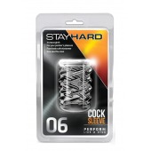 Прозрачная насадка с объёмными чёрточками STAY HARD COCK SLEEVE 06 CLEAR - Blush Novelties - в Челябинске купить с доставкой