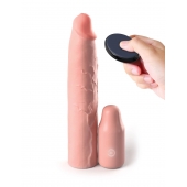 Телесная вибронасадка на член 3  Vibrating Mega X-tension with Remote - 22,9 см. - Pipedream - в Челябинске купить с доставкой