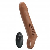 Коричневая вибронасадка с подхватом мошонки и пультом ДУ - Baile - в Челябинске купить с доставкой