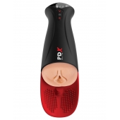 Телесный мастурбатор-вагина в черной колбе с вибрацией Fuck-O-Matic Pro XL - Pipedream - в Челябинске купить с доставкой