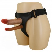 Темно-бежевый фаллопротез для двойного проникновения - 17,5 см. - Baile - купить с доставкой в Челябинске