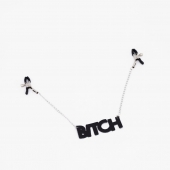 Зажимы на соски с кожаной подвеской Bitch - Crazy Handmade - купить с доставкой в Челябинске