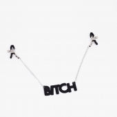 Зажимы на соски с кожаной подвеской Bitch - Crazy Handmade - купить с доставкой в Челябинске