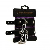 Черно-фиолетовые скругленные наручники с мягкой подкладкой - Crazy Handmade - купить с доставкой в Челябинске