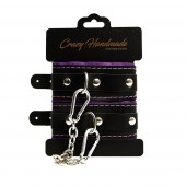 Черно-фиолетовые скругленные наручники с мягкой подкладкой - Crazy Handmade - купить с доставкой в Челябинске