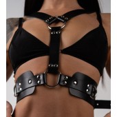 Черная кожаная двусторонняя портупея - Crazy Handmade - купить с доставкой в Челябинске