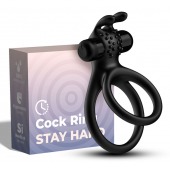 Черное эрекционное виброкольцо с подхватом мошонки Stay Hard - Boys of Toys - в Челябинске купить с доставкой
