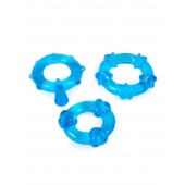 Набор из 3 синих эрекционных колец с различным рельефом - Erowoman-Eroman - в Челябинске купить с доставкой