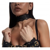 Черный ажурный чокер с золотистой фурнитурой - Crazy Handmade - купить с доставкой в Челябинске