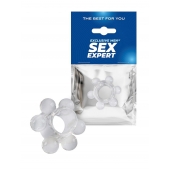 Прозрачное эрекционное кольцо с 6 стимулирующими шариками - Sex Expert - в Челябинске купить с доставкой