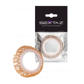 Эрекционное кольцо с бежевыми «ресничками» - Sextaz - в Челябинске купить с доставкой