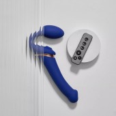 Синий безремневой страпон Multi Orgasm Bendable Strap-On size XL с клиторальной стимуляцией - Strap-on-me - купить с доставкой в Челябинске