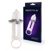 Эластичная насадка на пенис с подхватом мошонки и стимулирующими «ресничками» - Sextaz - в Челябинске купить с доставкой