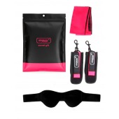 Черно-розовый эротический набор: маска, наручники и повязка - Erokay - купить с доставкой в Челябинске