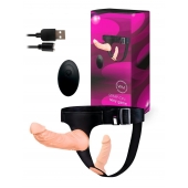 Женский страпон с 2 насадками, вибрацией и пультом ДУ - Erowoman-Eroman - купить с доставкой в Челябинске