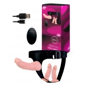 Женский страпон с 3 насадками и вибрацией - Erowoman-Eroman - купить с доставкой в Челябинске