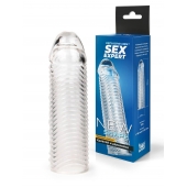 Прозрачная закрытая насадка на пенис с ребрышками - 16 см. - Sex Expert - в Челябинске купить с доставкой