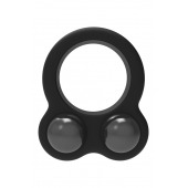 Черное эрекционное кольцо с утяжелителями Cockring Dual Weight - Dream Toys - в Челябинске купить с доставкой