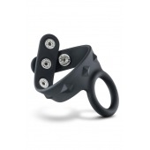 Черное эрекционное кольцо с подхватом мошонки на кнопках VS6 - Blush Novelties - в Челябинске купить с доставкой