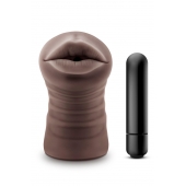 Коричневый мастурбатор-ротик Krystal Vibrating Masturbator - Blush Novelties - в Челябинске купить с доставкой