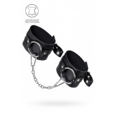 Черные оковы из толстой кожи с люверсами - Pecado - купить с доставкой в Челябинске