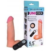Фаллическая насадка Харнесс UNICOCK 5,5  с вибрацией - 17 см. - LOVETOY (А-Полимер) - купить с доставкой в Челябинске