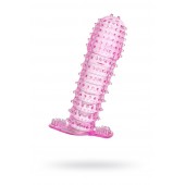 Гелевая розовая насадка с шипами - 12 см. - Toyfa Basic - в Челябинске купить с доставкой