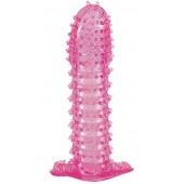 Гелевая розовая насадка с шипами - 12 см. - Toyfa Basic - в Челябинске купить с доставкой