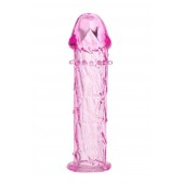 Гладкая розовая насадка с усиками под головкой - 12,5 см. - Toyfa Basic - в Челябинске купить с доставкой