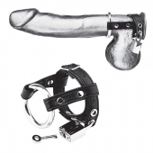 Утяжка на пенис на замочке Duo Cock And Ball Lock - BlueLine - купить с доставкой в Челябинске