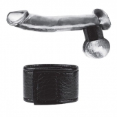Чёрная утяжка на мошонку 1  Velcro Ball Stretcher - BlueLine - купить с доставкой в Челябинске