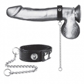 Утяжка на пенис с поводком Snap Cock Ring With 12  Leash - BlueLine - купить с доставкой в Челябинске