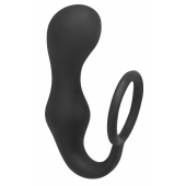 Чёрное эрекционное кольцо с анальной пробкой Double Pleasure Anal Plug - Lola Games - в Челябинске купить с доставкой
