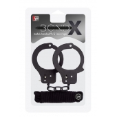 Чёрные наручники из листового металла в комплекте с веревкой BONDX METAL CUFFS LOVE ROPE SET - Dream Toys - купить с доставкой в Челябинске
