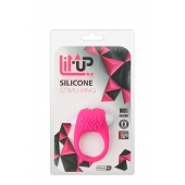 Розовое эрекционное кольцо с щеточкой LIT-UP SILICONE STIMU RING 5 - Dream Toys - в Челябинске купить с доставкой