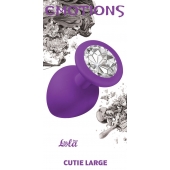 Большая фиолетовая анальная пробка Emotions Cutie Large с прозрачным кристаллом - 10 см. - Lola Games - купить с доставкой в Челябинске