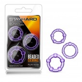 Набор из 3 фиолетовых эрекционных колец Stay Hard Beaded Cockrings - Blush Novelties - в Челябинске купить с доставкой
