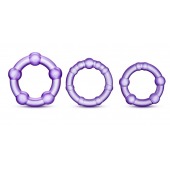 Набор из 3 фиолетовых эрекционных колец Stay Hard Beaded Cockrings - Blush Novelties - в Челябинске купить с доставкой