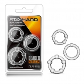 Набор из 3 прозрачных эрекционных колец Stay Hard Beaded Cockrings - Blush Novelties - в Челябинске купить с доставкой