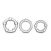 Набор из 3 прозрачных эрекционных колец Stay Hard Beaded Cockrings - Blush Novelties - в Челябинске купить с доставкой
