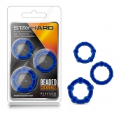 Набор из 3 синих эрекционных колец Stay Hard Beaded Cockrings - Blush Novelties - в Челябинске купить с доставкой