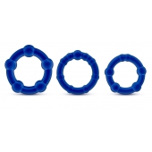 Набор из 3 синих эрекционных колец Stay Hard Beaded Cockrings - Blush Novelties - в Челябинске купить с доставкой