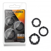 Набор из 3 чёрных эрекционных колец Stay Hard Beaded Cockrings - Blush Novelties - в Челябинске купить с доставкой