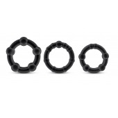 Набор из 3 чёрных эрекционных колец Stay Hard Beaded Cockrings - Blush Novelties - в Челябинске купить с доставкой